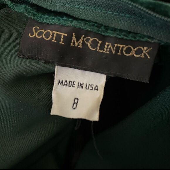 Vintage 70s Scott McClintock Velvet Belted‎ Long Sleeve Cocktail Dress Emerald 8 - Picture 6 of 10